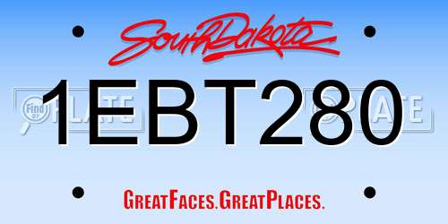 1EBT280 South Dakota License Plate