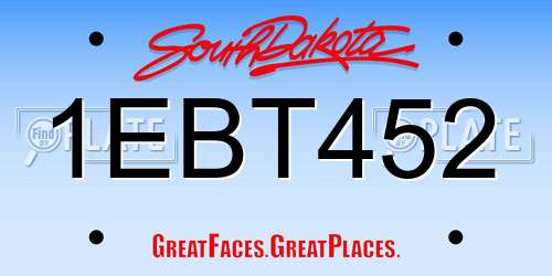 1EBT452 South Dakota License Plate