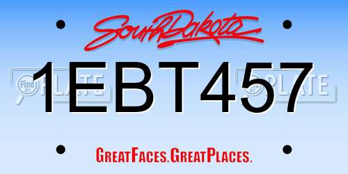 1EBT457 South Dakota License Plate