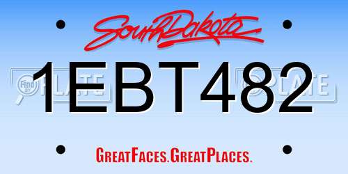 1EBT482 South Dakota License Plate