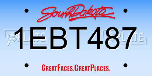 1EBT487 South Dakota License Plate