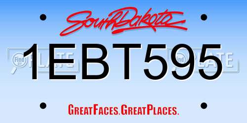1EBT595 South Dakota License Plate