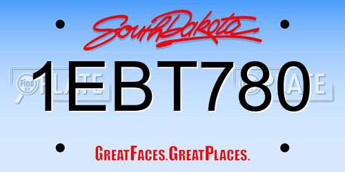 1EBT780 South Dakota License Plate