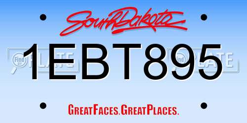 1EBT895 South Dakota License Plate