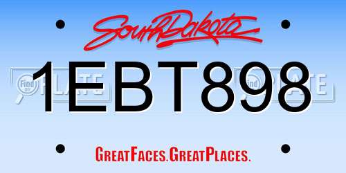1EBT898 South Dakota License Plate