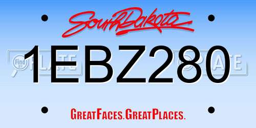 1EBZ280 South Dakota License Plate