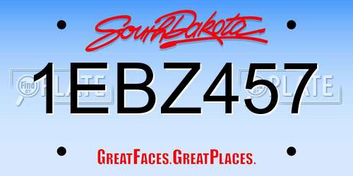 1EBZ457 South Dakota License Plate