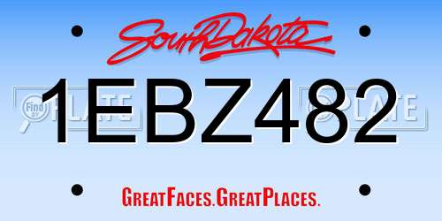 1EBZ482 South Dakota License Plate