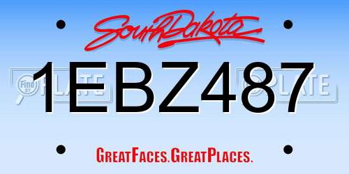 1EBZ487 South Dakota License Plate