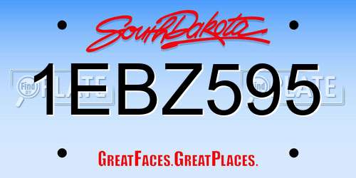1EBZ595 South Dakota License Plate