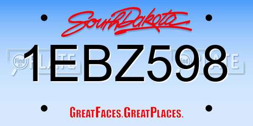 1EBZ598 South Dakota License Plate