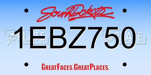 1EBZ750 South Dakota License Plate