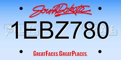 1EBZ780 South Dakota License Plate