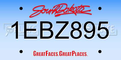 1EBZ895 South Dakota License Plate