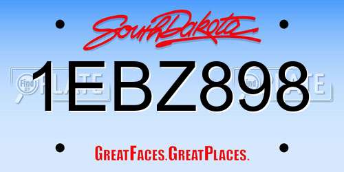 1EBZ898 South Dakota License Plate