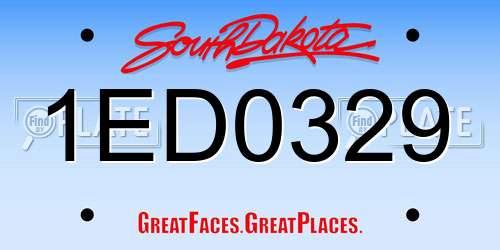 1ED0329 South Dakota License Plate
