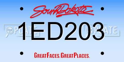 1ED203 South Dakota License Plate