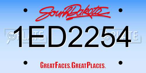 1ED2254 South Dakota License Plate