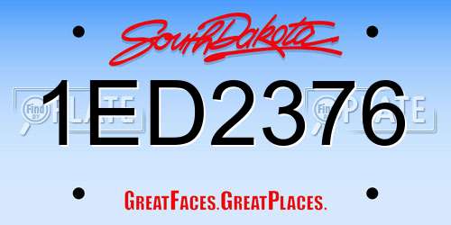 1ED2376 South Dakota License Plate