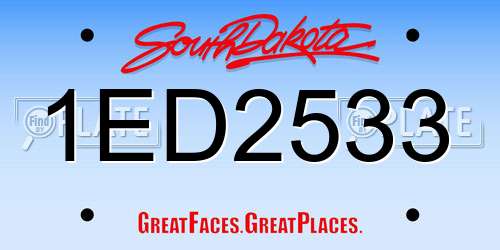 1ED2533 South Dakota License Plate