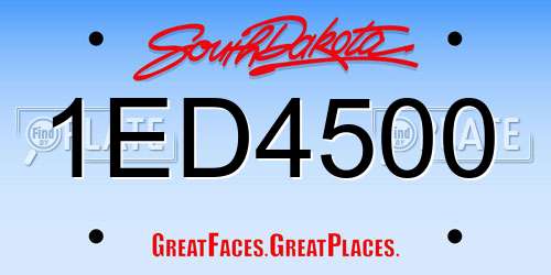 1ED4500 South Dakota License Plate
