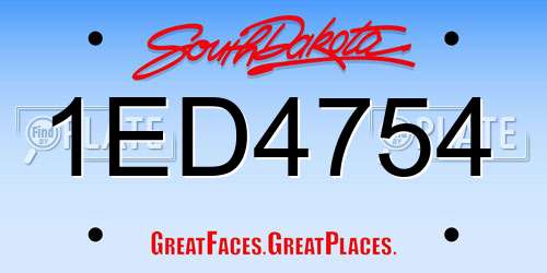 1ED4754 South Dakota License Plate