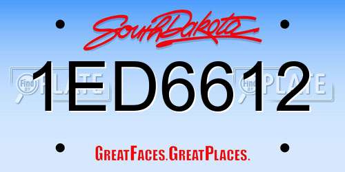 1ED6612 South Dakota License Plate