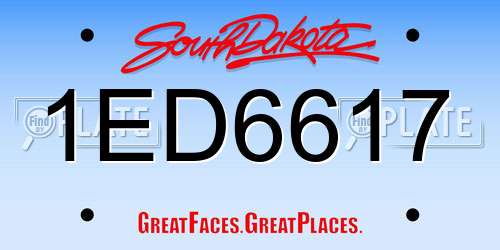 1ED6617 South Dakota License Plate