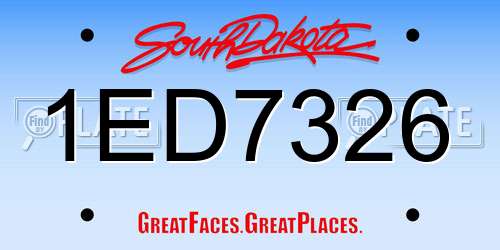 1ED7326 South Dakota License Plate