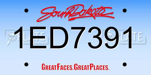1ED7391 South Dakota License Plate