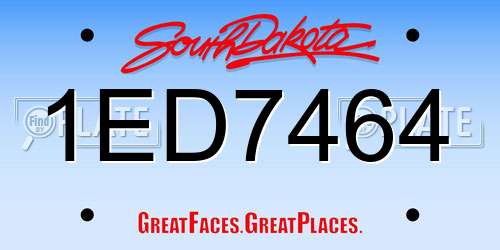1ED7464 South Dakota License Plate