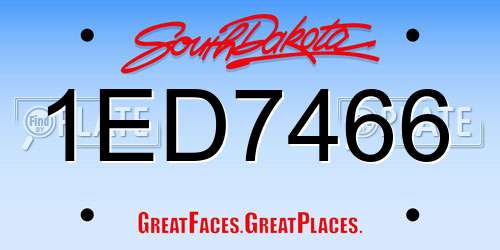 1ED7466 South Dakota License Plate