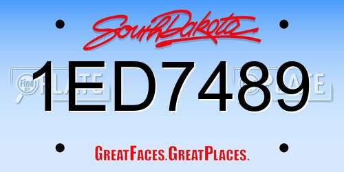 1ED7489 South Dakota License Plate
