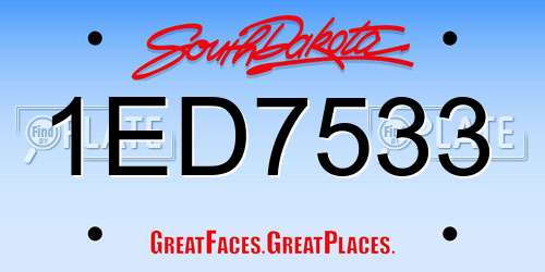 1ED7533 South Dakota License Plate