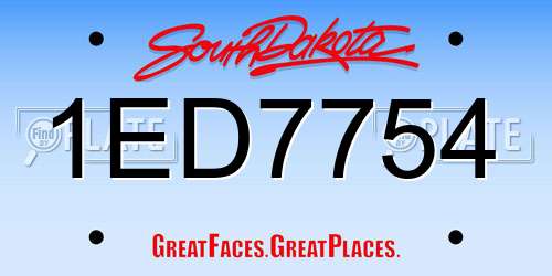 1ED7754 South Dakota License Plate