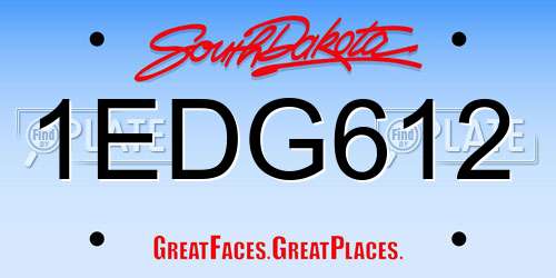 1EDG612 South Dakota License Plate