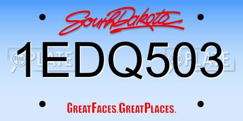 1EDQ503 South Dakota License Plate