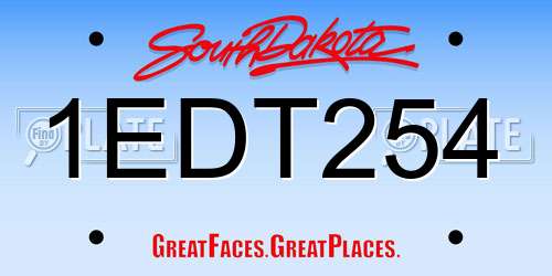 1EDT254 South Dakota License Plate