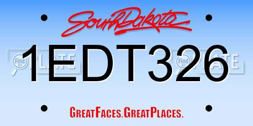 1EDT326 South Dakota License Plate