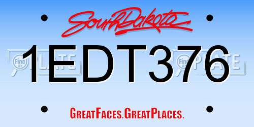 1EDT376 South Dakota License Plate
