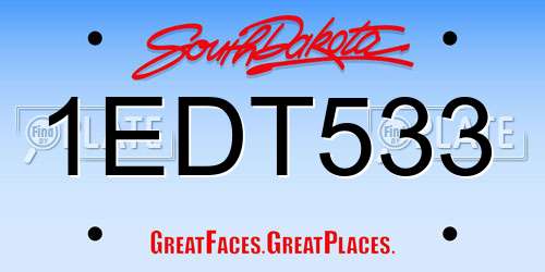 1EDT533 South Dakota License Plate