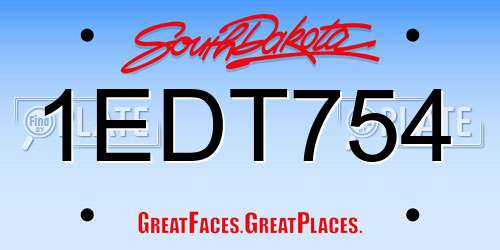 1EDT754 South Dakota License Plate