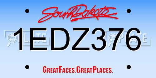 1EDZ376 South Dakota License Plate