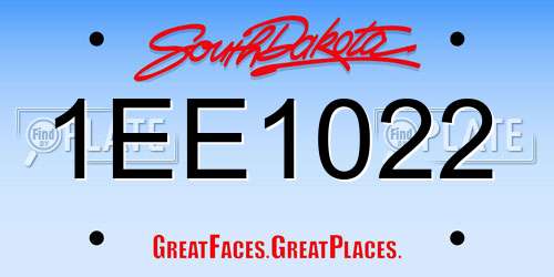 1EE1022 South Dakota License Plate