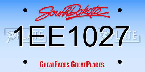 1EE1027 South Dakota License Plate
