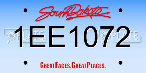 1EE1072 South Dakota License Plate