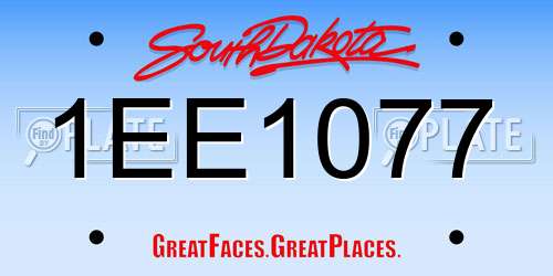 1EE1077 South Dakota License Plate