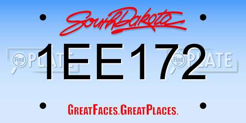 1EE172 South Dakota License Plate