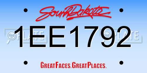 1EE1792 South Dakota License Plate
