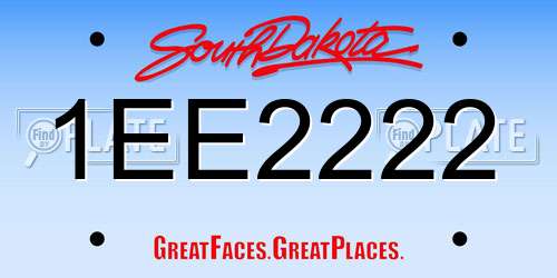 1EE2222 South Dakota License Plate